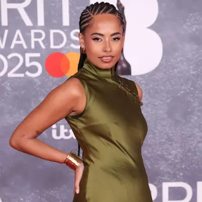 Amber Rose Gill with diagonal stitch cornrow braids at the 2025 BRIT Awards in London, England