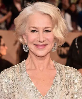 Helen Mirren with a touseled bob hairstyle