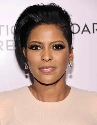 Tamron Hall with a sleek undercut half-bob hairstyle