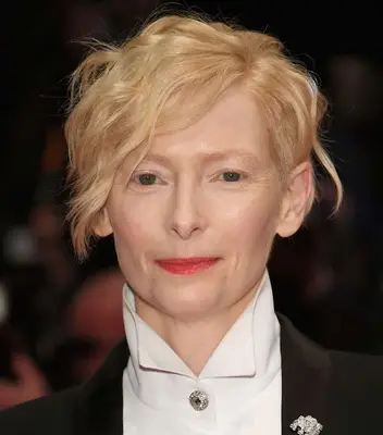 Tilda Swinton with a 