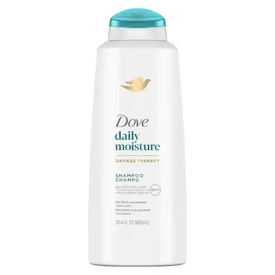 Dove Daily Moisture shampoo on white background
