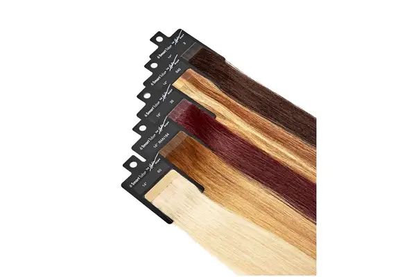 Multiple color examples of The Hair Shop Smart Tabs Tape-In Extensions
