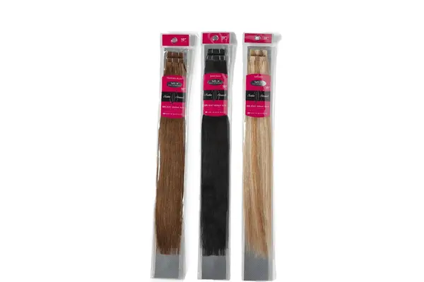 Three colors of Satin Strands Premium 18-Inch Human Hair Extensions