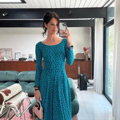 Devon Lee Carlson with curve bangs 