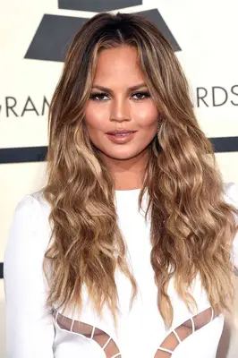 Chrissy Teigen Blonde Hair with mermaid shag