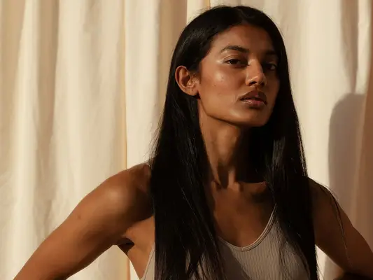 woman with long, straight black hair