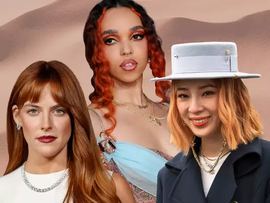 Twigs, Irene Kim, and Riley Keough with Copper Hair