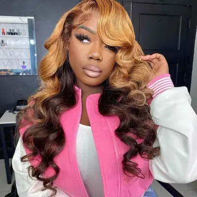 Warm orange to dark brown reverse ombré hair