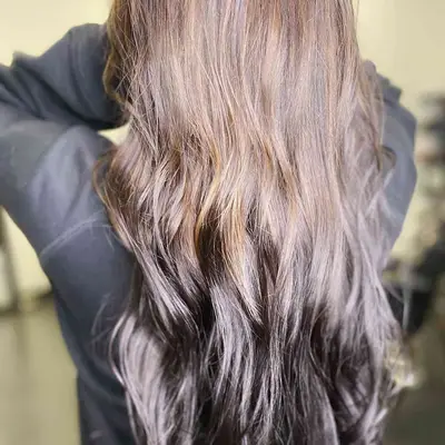 Light to dark brown reverse ombré hair