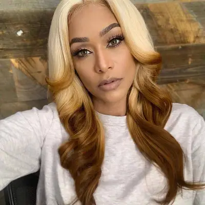 Tami Roman wears blonde to caramel reverse ombré hair