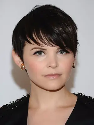 Ginnifer Goodwin with a pixie with long side-swept bangs