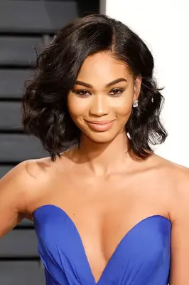 Chanel Iman with a wavy lob and diamond earring