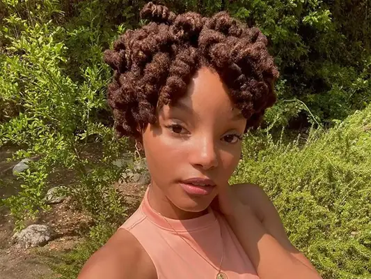 Halle Bailey spiral loc hairstyle