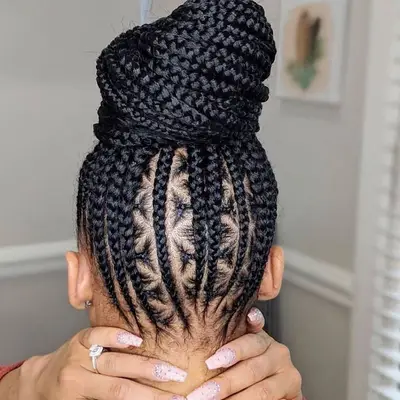 Goddess braids with a snowflake part