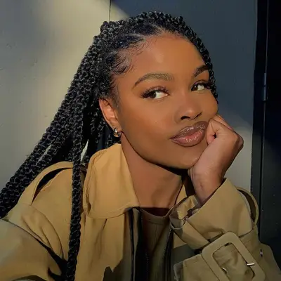 Black goddess twist braids worn down