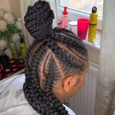 Goddess braids in a half-up, half-down hairdo