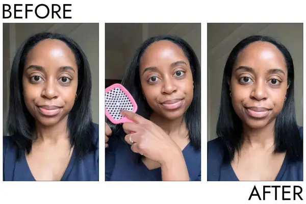A person brushes their hair using the Wet Brush Original Detangler Hair Brush