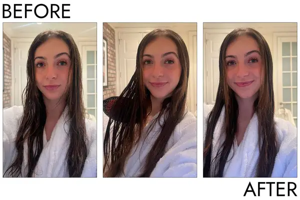 A person uses the Dae Vegan Detangle + Style Brush on their hair