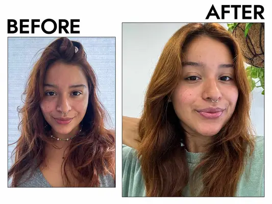 Before and after using the Tangle Teezer The Ultimate Detangler