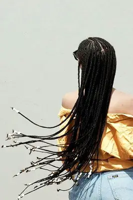 Straight-back cornrows with box braids