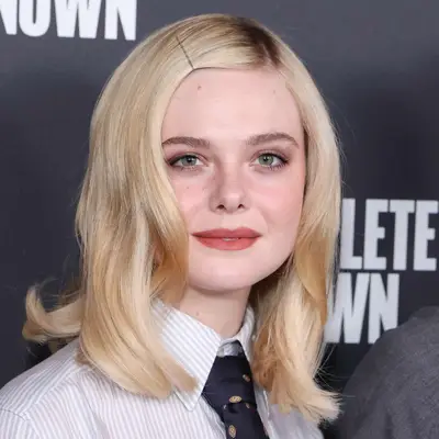 Elle Fanning with long blonde bob 