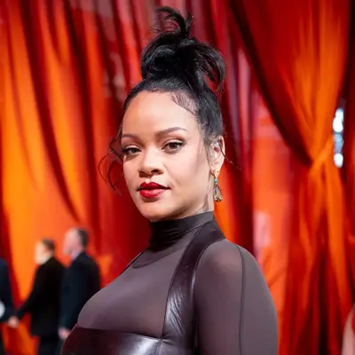 Rihanna wearing spiky bun