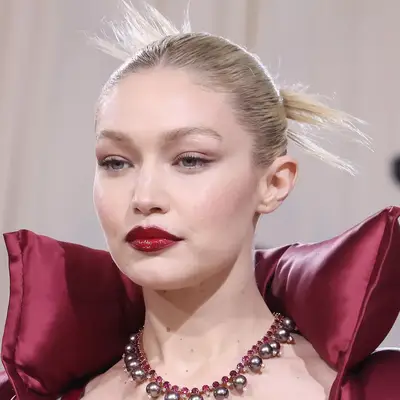 gigi hadid wearing a spiky bun