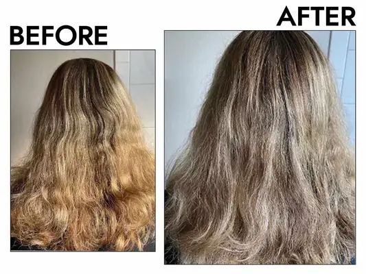 OLAPLEX NO.4P BLONDE ENHANCER TONING SHAMPOO before and after
