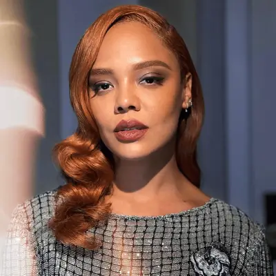 tessa thompson with copper hair