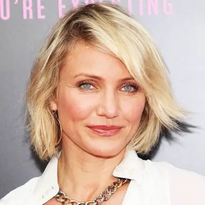 Cameron Diaz wispy blonde bob