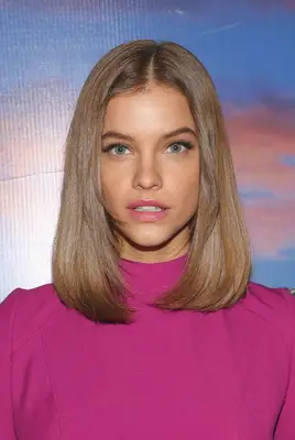 Barbara Palvin glossy lob with face-framing layers