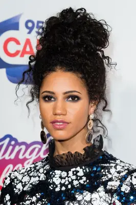Vick Hope with a curly bun at the 2017 Jingle Bell Ball in London, England