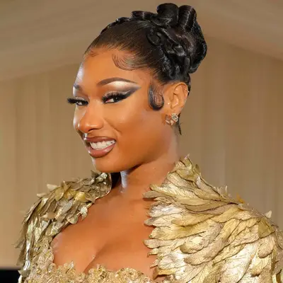 Megan Thee Stallion with a sleek updo at the 2022 Met Gala in New York City