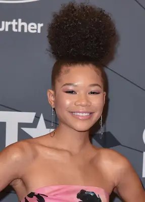 Storm Reid with a poofy high bun at the 2018 Black Girls Rock event in Newark, New Jersey