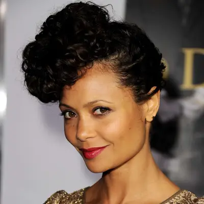 woman with curly updo