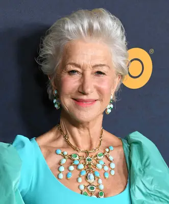 Helen Mirren in an elegant swept-back hairdo at the 2019 