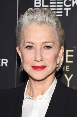 Helen Mirren in a slicked back gray hairdo at the 2016 