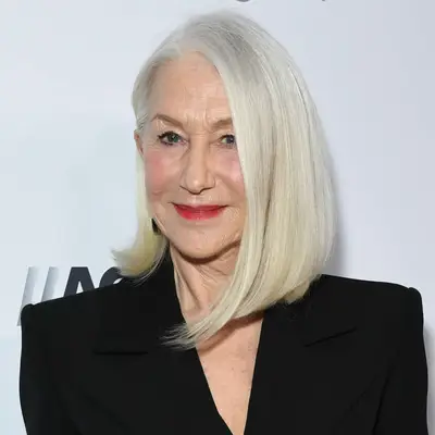 Helen Mirren with a sharp blonde long bob at the 2024 American Cinematheque Awards in Beverly Hills, California
