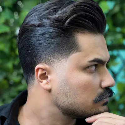 Comb over with taper fade