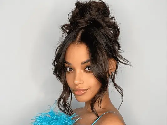 woman wearing updo with middle part