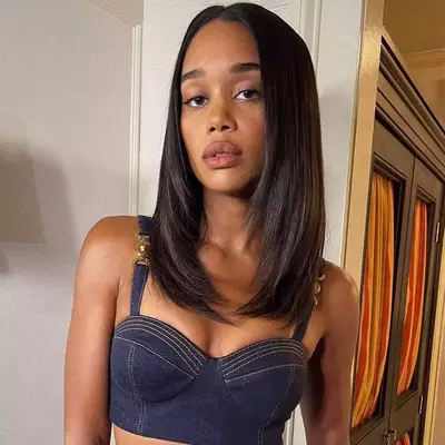 Laura Harrier with a layered haircut