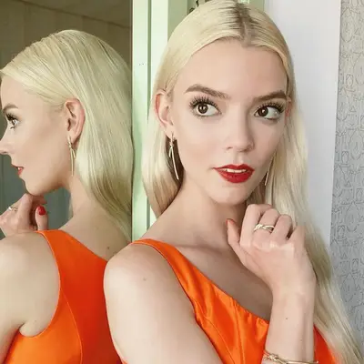 Anya Taylor Joy with long white blonde hair