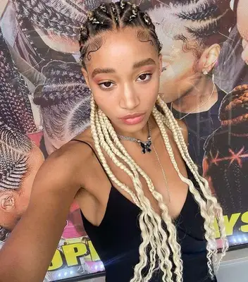 Amandla Stenberg wears platinum braids