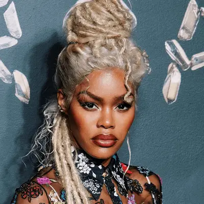 Teyana Taylor with white blonde dreadlocks