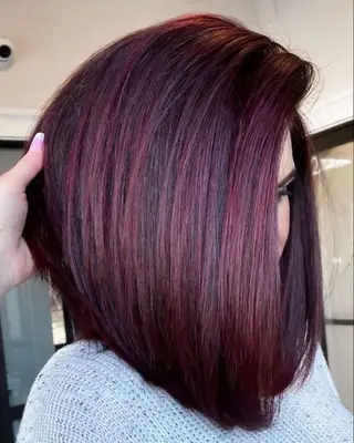 Burgundy asymmetric bob styled straight