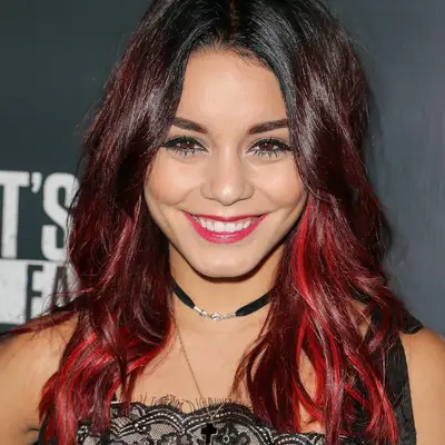 Vanessa Hudgens with burgundy balayage hair
