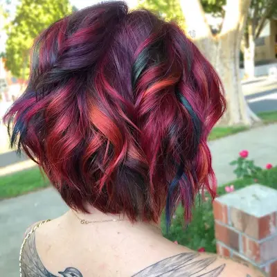 Burgundy hair with autumnal tones