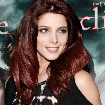 Ashley Greene with burgundy brown hair