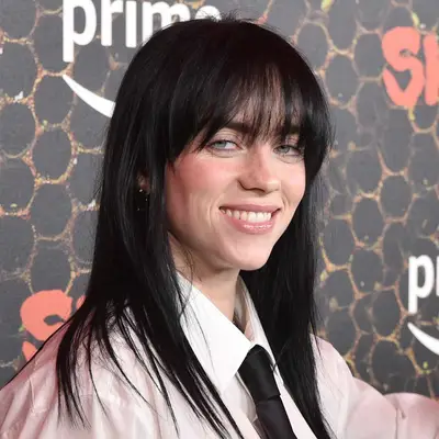 Billie Eilish with bottleneck bangs.