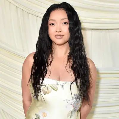 Lana Condor with wavy center-parted hair at the Patrick Ta Beauty Summer Highlighter Launch Party in Los Angeles in 2024 